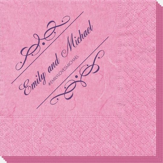 Royal Flourish Framed Names and Text Bali Napkins
